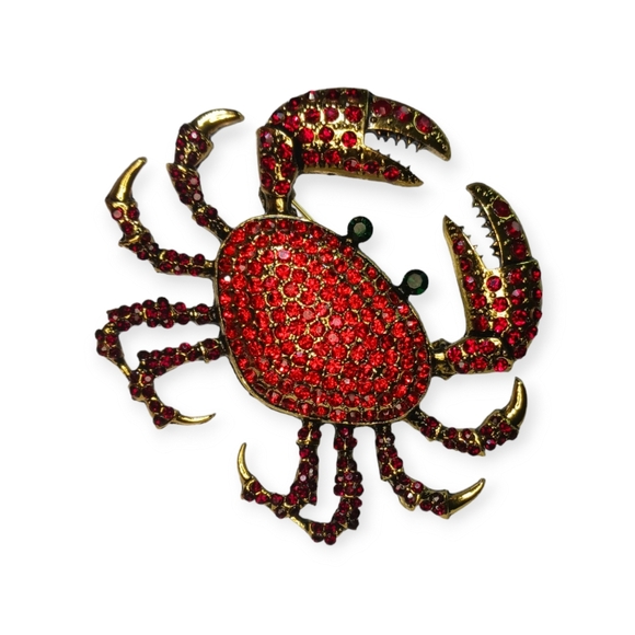Heidi Daus Red Crystal Crab Bling Brooch - Picture 4 of 14
